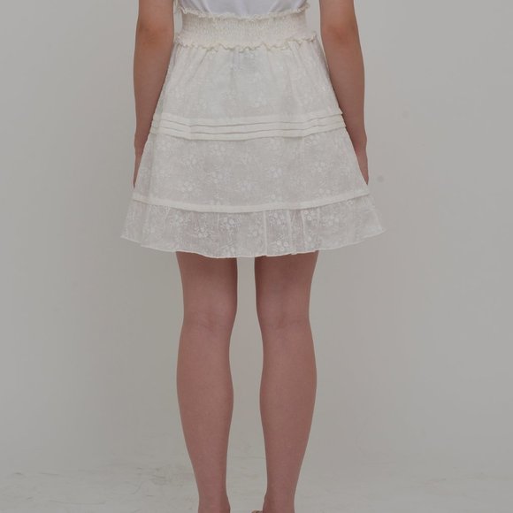 Linen Floral Embroidery Tiered Skirt - All Natural and Sustainable - Picture 4 of 4